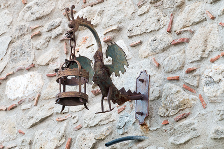 Ancient Lamp in a medieval town in sicilyの写真素材