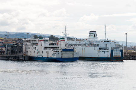 Ferryboat in messina from Italy to Sicily Strait of Sicilyのeditorial素材