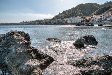 Giardini Naxos Taormina views in the springの写真素材