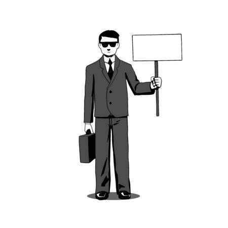 illustration of a lawyer agent, businessman with signboard のイラスト素材