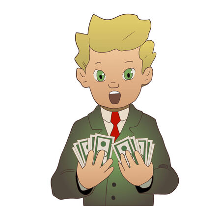 illustration of a businessman who got a lot of moneyのイラスト素材