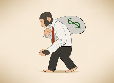 This is an illustration of Monkey with money sackのイラスト素材