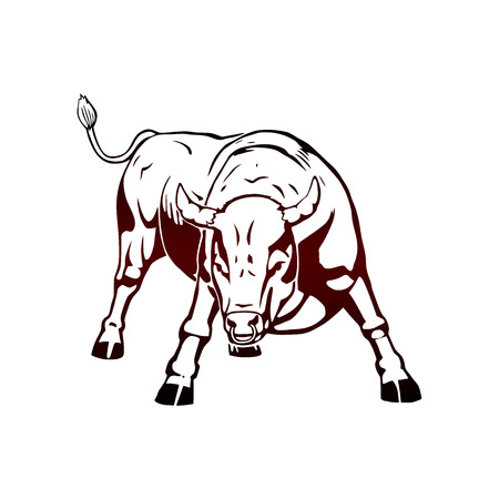 This is an illustration of bull. Bull is transparent. No white shapes.のイラスト素材