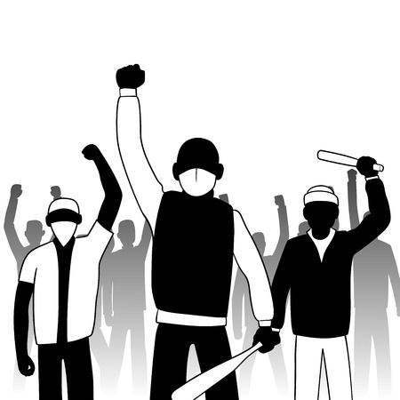 This is an illustration of combative protestersのイラスト素材