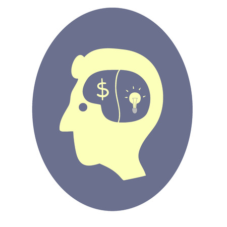 This is a head with light bulb and dollar symbolのイラスト素材
