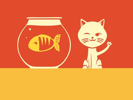 This is a cat hunting for fishのイラスト素材