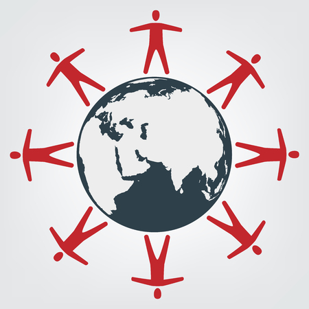 This is an illustration of people around globeのイラスト素材