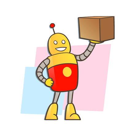 This is a vector illustration of robot courierのイラスト素材