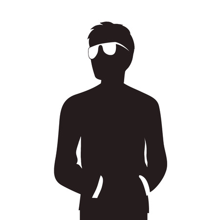This is an illustration of Man with glasses silhouetteのイラスト素材