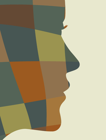 This is an illustration of mosaic woman profileのイラスト素材