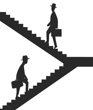 This is the illustration with clerks climbing the stairsのイラスト素材