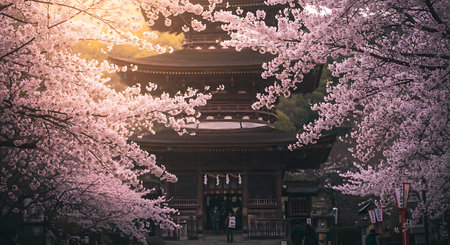 Cherry blossom at Kiyomizu-dera Temple in Kyoto, Japanの素材