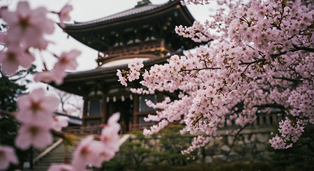Beautiful cherry blossom in Kiyomizu-dera Temple, Kyoto, Japanの素材