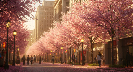 Cherry blossoms in the streets of Washington DC, USA.の素材