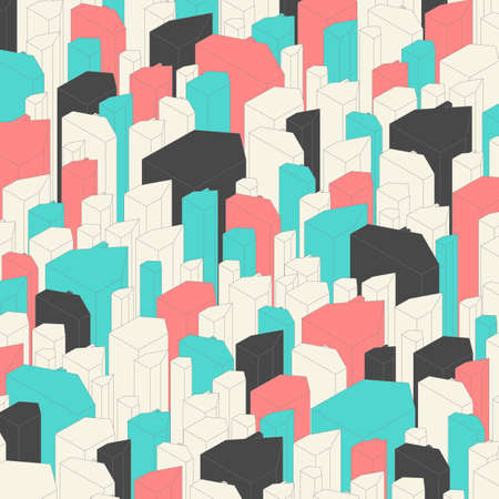 Set of abstract houses in hipster colors.のイラスト素材
