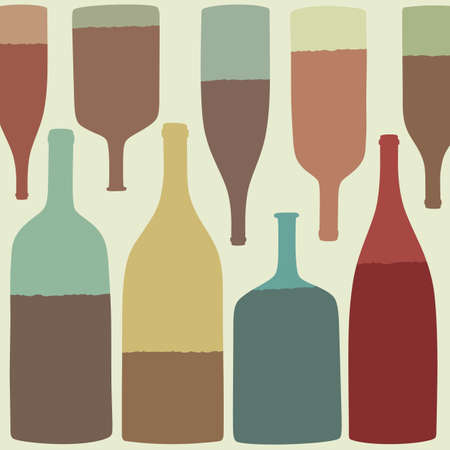 Glass bottles with wine. Vector silhouettes.のイラスト素材