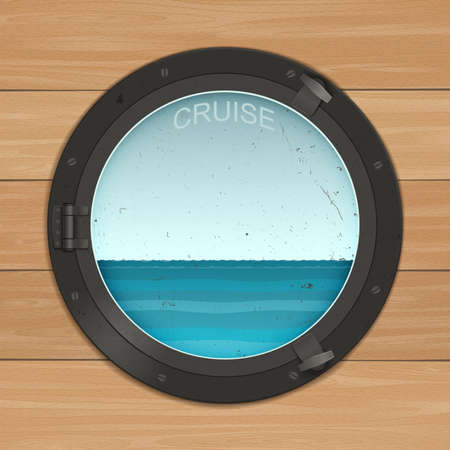 Sea view out the round windowのイラスト素材