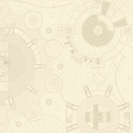 Vector blueprints on a beige background. Engeneer and architectural drawing.のイラスト素材