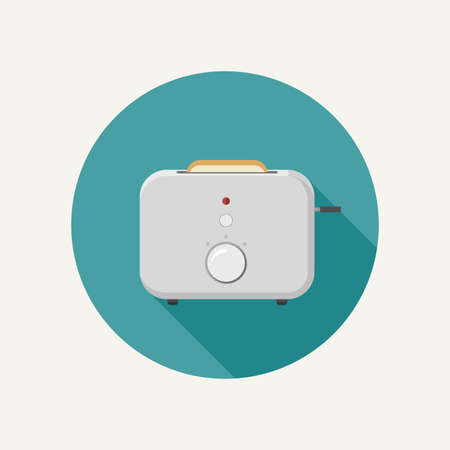 Toaster vector illustration with a piece of bread on round button.のイラスト素材