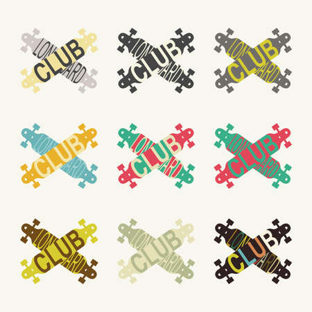 Set of logos for longboard club. Vector illustrationのイラスト素材
