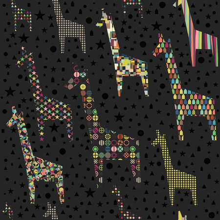 Funny abstract giraffes seamless pattern. Vector background.のイラスト素材