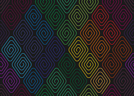 Seamless pattern with colorful rhombuses spirals. のイラスト素材