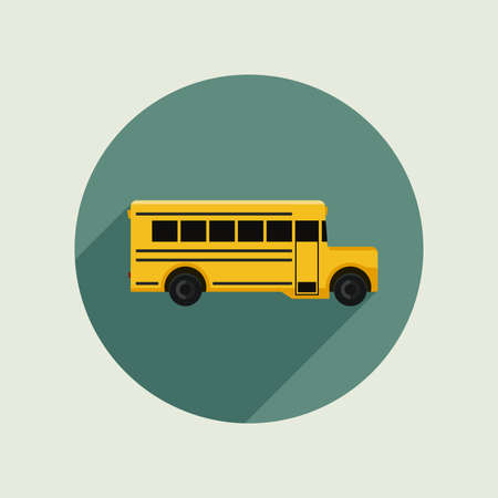 School bus icon in flat style. Vector simple illustration.のイラスト素材