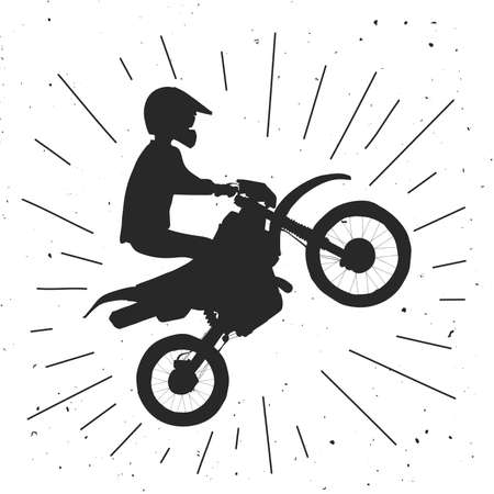 Enduro bike  illustration. Motocross retro illustration.のイラスト素材