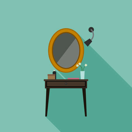 Boudoir with table and mirror in flat style.のイラスト素材