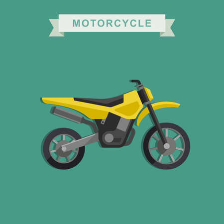 Vector yellow motoctoss bike in flat style.のイラスト素材