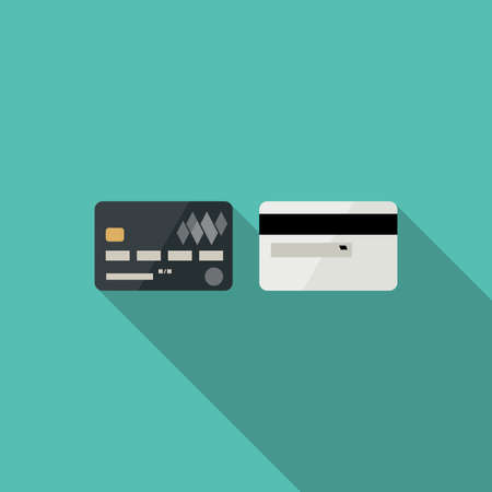 Credit cards with long shadow in flat style. Icons of credit cards.のイラスト素材