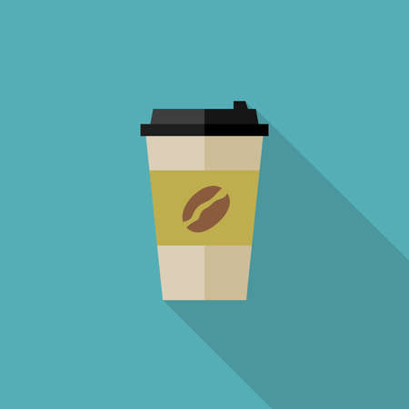 Coffee paper cup icon. Flat illustration of coffee paper cupのイラスト素材