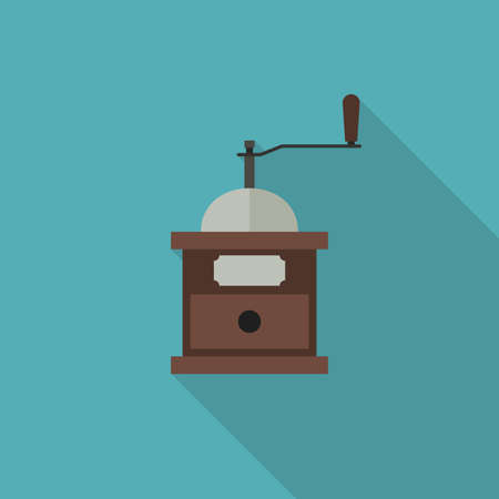 Coffee grinder icon. Flat illustration of coffee grinder with long shadow.のイラスト素材