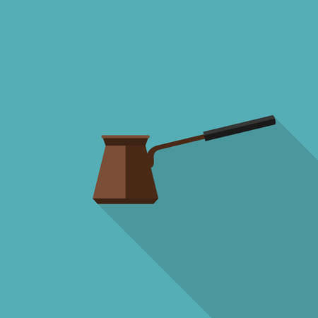 Coffee pot icon. Flat illustration of coffee retro pot with long shadowのイラスト素材