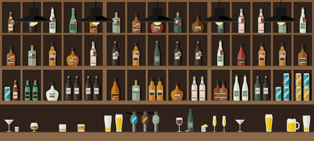 Bar counter with drinksのイラスト素材