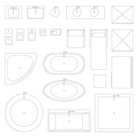 Line interior icons for bathroom.のイラスト素材