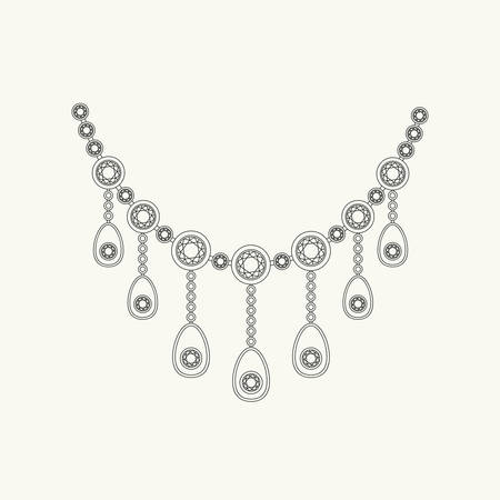Necklace line drawingのイラスト素材