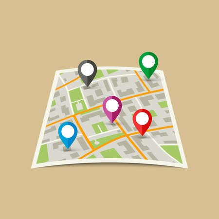 City Map with Markers.のイラスト素材