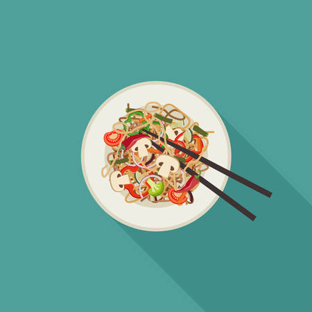 Noodles on plate.のイラスト素材
