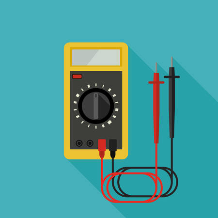Multimeter flat icon with long shadow. Vector banner of Electrical diagnostics.