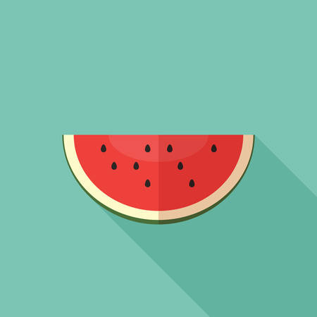 Slice of watermelon with long shadow in flat style.のイラスト素材
