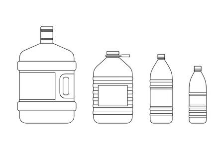 Plastic transparent bottles for water of different sizes.のイラスト素材