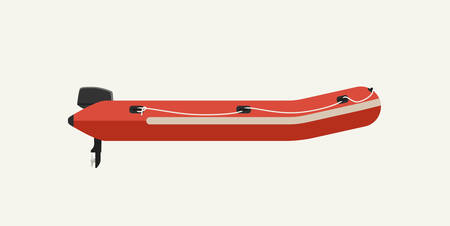 Inflatable boat in flat style. Motorboat on white background.のイラスト素材