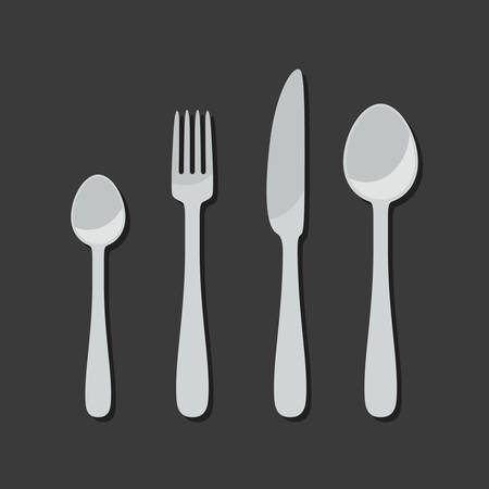 Cutlery icons in flat styleのイラスト素材