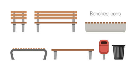 Benches flat icons.のイラスト素材