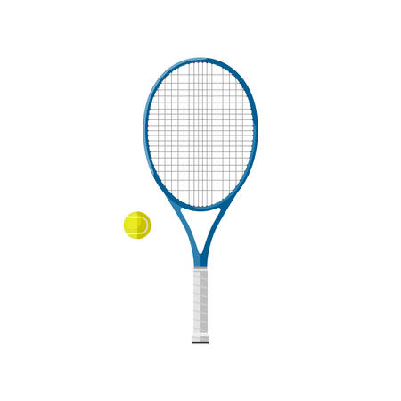 Tennis racquet with ball. Flat icons of tennis equipment.のイラスト素材