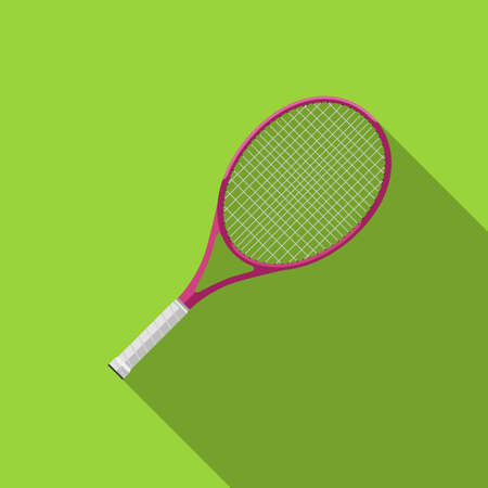 Tennis racquet with long shadow. Flat icons of tennis equipment.のイラスト素材