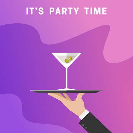 Waiter brings a alcohol bereageのイラスト素材
