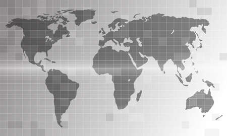 World map on monochrome background. Digital map in blueprint style with linear grid.のイラスト素材