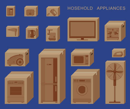 Household appliances in boxesのイラスト素材